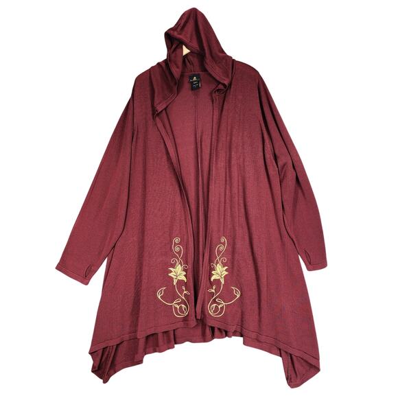 Disney Cardigan sz 5 Tangled Mother Gothel Embroidered Hooded Draped Front Cape - Picture 2 of 13